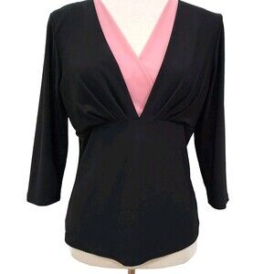 Dressbarn Vintage Womens Black And‎ Pick Blouse Size S Made in USA